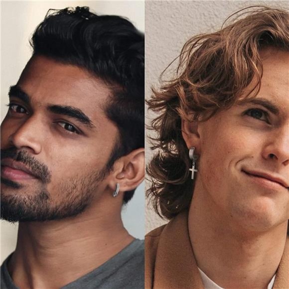 Mens Earrings 11 Pairs Stainless Steel Small Hoop Earrings Cross Dangle Men Gift - Picture 4 of 5